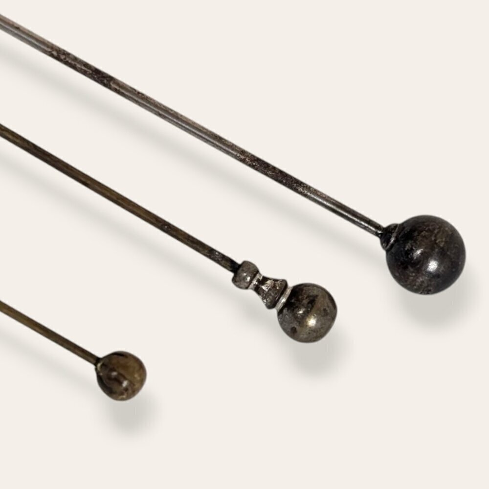 Set of 3 Antique Long Hat Pins